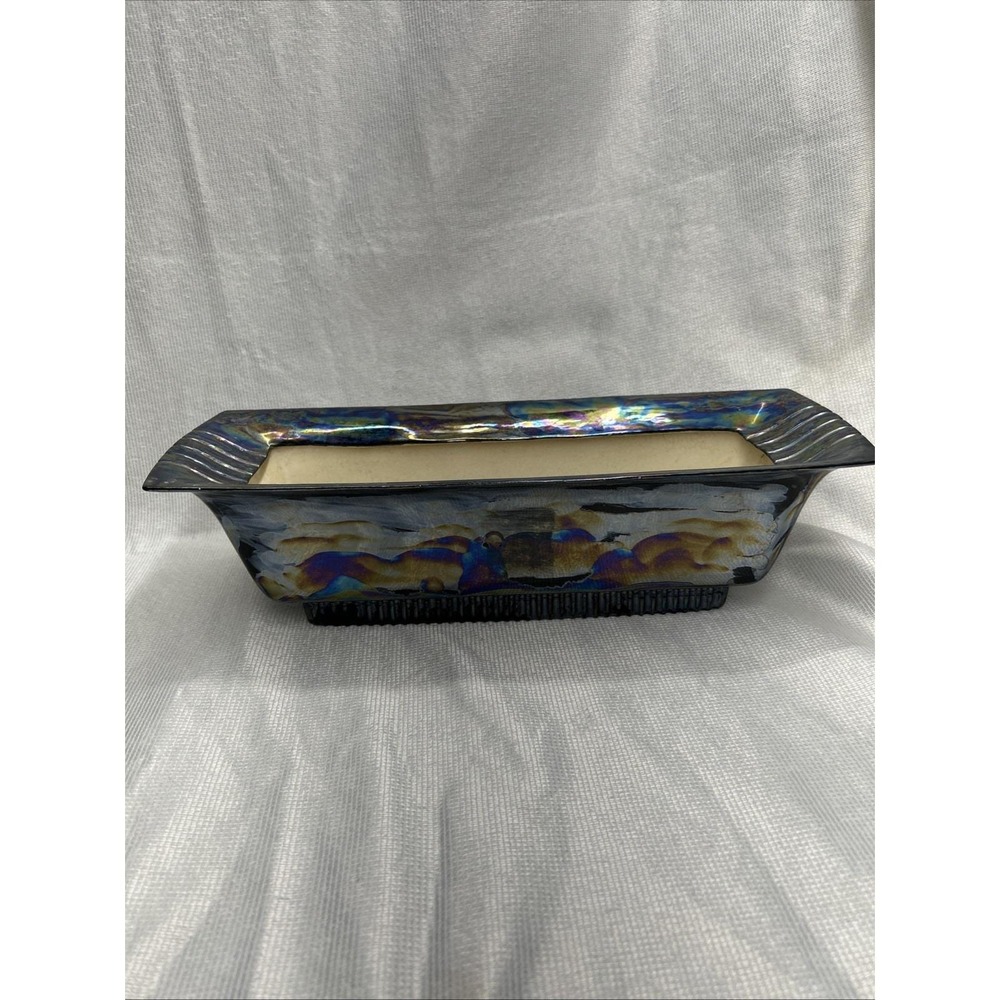 Vintage Roselane 313 Pottery Long Narrow Mid Century Planter Iridescent Blue
